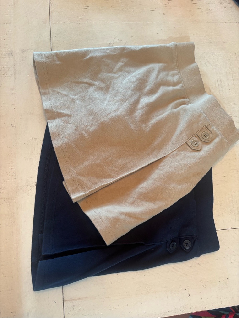Kids Cotton Blend Skort - Beige and Navy